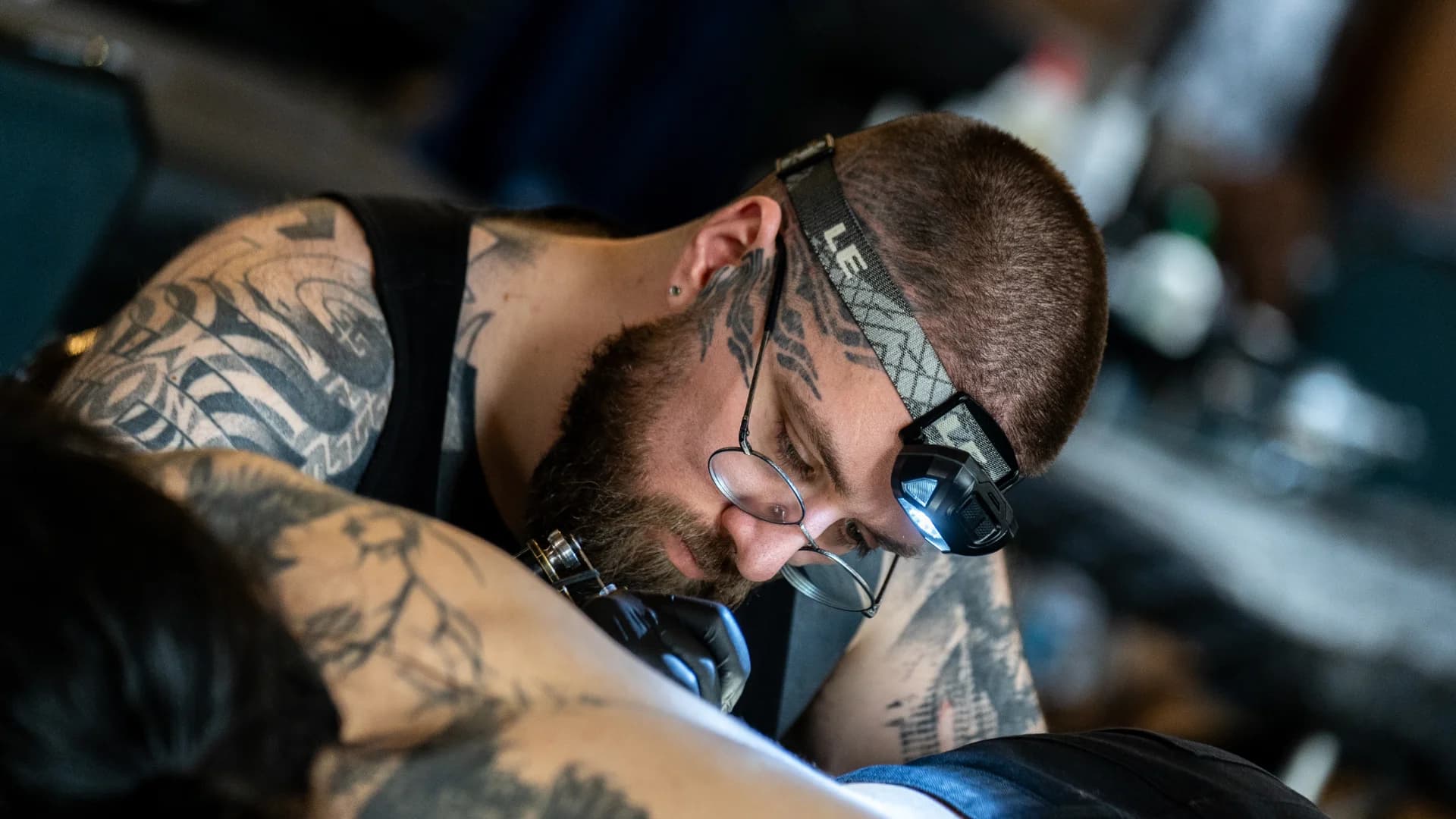 Tattoo artist at work